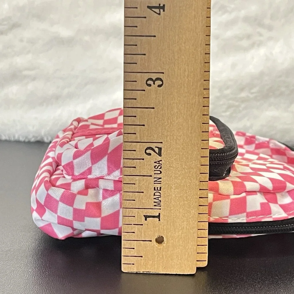 Claire's Pink Checkered Mini Backpack Clip Coin Purse Keychain Bag Clean 6